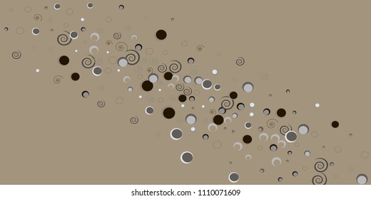 Diagonal band from scattered circles dots rings spirals. Abstract confetti vector background of flying rotating  circular elements. Vector illustration. Decorations, paper packaging, textile design