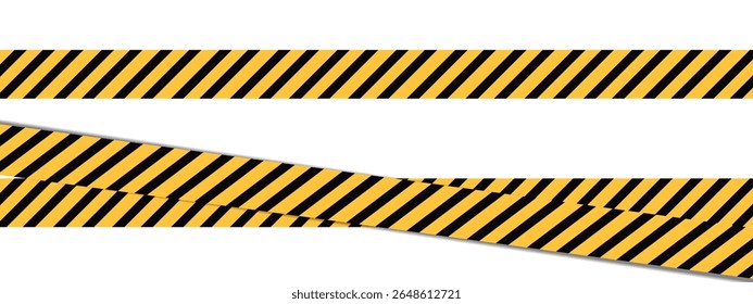 Ilustração de vetor de fita de barricada diagonal para cenas de crime, locais de construção ou áreas de perigo com listras angulares uniformes para design gráfico