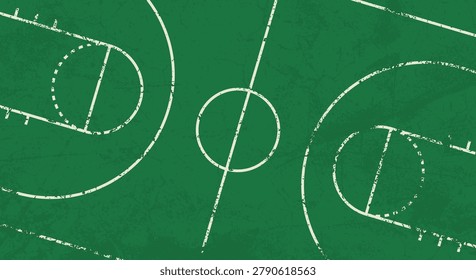 Diagonal basketball court pattern with distressed line textures and repeating court elements, suitable for sporty design themes, creative backgrounds, athletic graphics and dynamic project visuals.