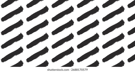 Diagonal Black Brush Stroke Seamless Pattern