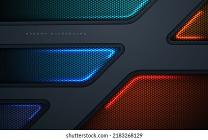 Diagonal black dimension background with colorful light effect decoration