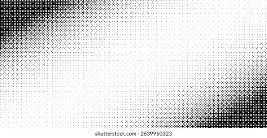 Diagonal black halftone dot gradient background retro comic pattern vintage abstract texture. Halftone pop art grainy