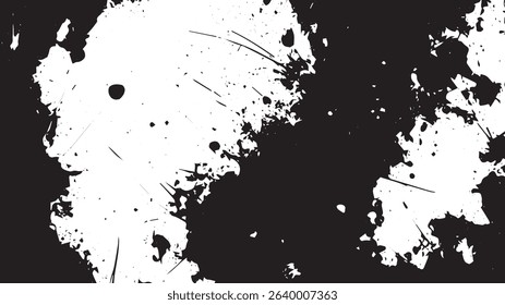 Diagonal Black Ink Splatter and Smudge Texture on White Background