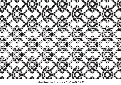 Patrón de repetición de bloques ovalados diagonales negros de formas angulares y contornos sobre un fondo blanco, ilustración vectorial