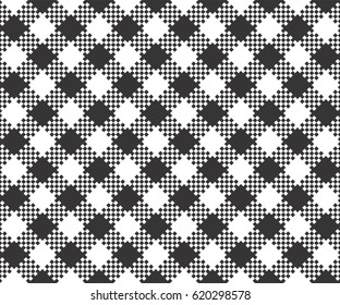Diagonal black seamless table cloth with square checkmate pattern. 