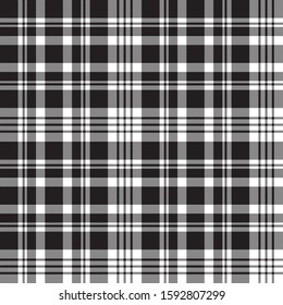 Diagonal black white plaid sreamless pattern. Vector illustration.