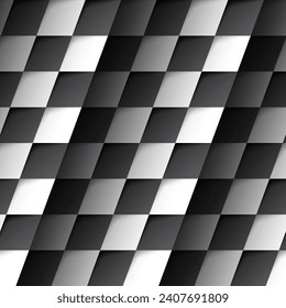 Diagonal black and white sport flags silhouettes for start and finish lines. Checkered car racing background design