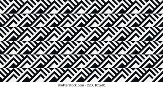 Diagonal black and white stripes. Vector seamless pattern of repeating rhombuses layered on top of each other. Interior and decor, print for surfaces.