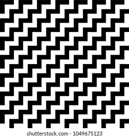 diagonal black and white zigzag stripes pattern. Geometric repeating pattern of zigzag. Vector background design