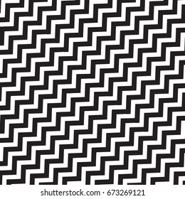 diagonal black and white zigzag stripes pattern. Geometric repeating pattern of zigzag. Vector background design