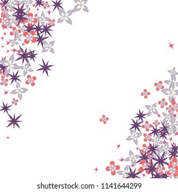 Diagonal border from confetti flowers. Abstract vector illustration. Dynamic colored celebration background with confetti floral elements for holiday decoration, paper packaging, textile , covers.
