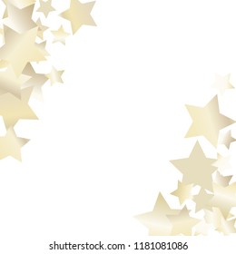 Diagonal border from confetti stars.  Isolated gradient stellar elements. Pearl nacre glitter. Iridescent festive  celebration vector  template for celebration decorations, packaging.