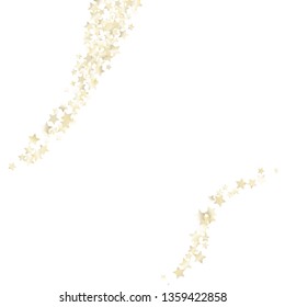 Diagonal border from confetti stars. 
Isolated gradient stellar elements. 
Pearl nacre shine. Metallic glitter. Star confetti. Festive iridescent holographic effect. Abstract vector background.
