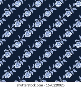 diagonal botanical stripes seamless vector pattern