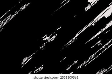 Plano de fundo do traçado do pincel diagonal. Textura pintada de grunge. Fundo preto e branco