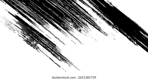 Traçados de pincel diagonal no plano de fundo branco. Banner do Grunge
