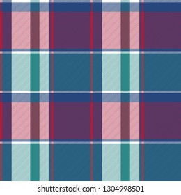 Diagonal check plaid seamless fabric texture. Vector illustration.