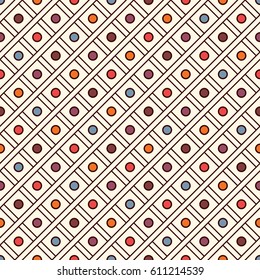 Diagonal checkered seamless pattern. Repeated diamond ornamental abstract background. Modern style surface texture. Outline grid digital paper, textile print, page fill. Vector art