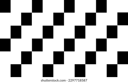 Diagonal Chess Tile. Vector Diagonal Chess Black White Tile., black stair block on white background seamless repeat pattern, replete image design for fabric printing and wallpaper 