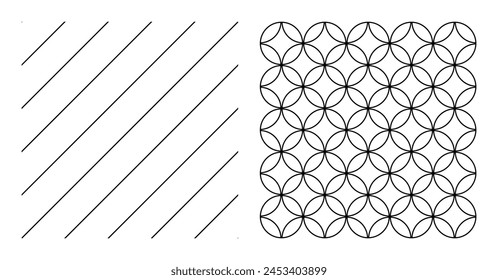 Diagonal Circles Set Geometric Minimalist Line Continuous Seamless Pattern Transparent Background Vector EPS PNG Clip Art