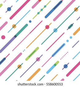 diagonal color garland from sticks and balls a seamless pattern