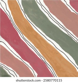 Diagonal Color Stripes Painting watercolor art