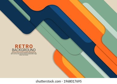 Diagonal Colorful Overlapped Layer Classic Retro Style Vector Background