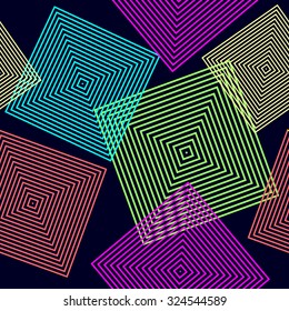 Diagonal colorful seamless squared pattern on black. Backgrounds & textures shop.