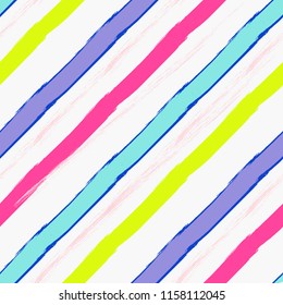 Diagonal Colorful Stripes , Seamless Pattern Design , Fun Print 
