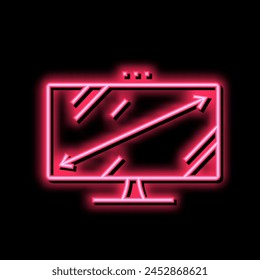 diagonal computer monitor neon light sign vector. diagonal computer monitor illustration