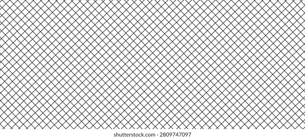 Diagonal cross line grid seamless pattern. Geometric diamond texture. Black diagonal line mesh on white background. Modern Art