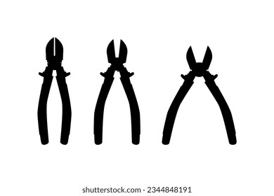 silueta de alicates de corte diagonal , clipart vectorial sobre un fondo blanco.