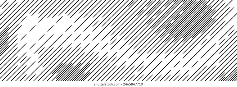 Diagonal dash line texture. Black slanted dashed lines pattern background. Straight tilt interrupted stripes wallpaper. Abstract dither rasterized grunge overlay. Vector wide ripple texture