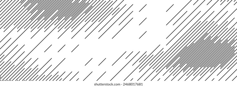 Diagonal dash line texture. Black slanted dashed lines pattern background. Straight tilted interrupted stripes wallpaper. Abstract dither rasterized grunge overlay. Vector wide dotted ripple print