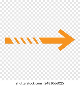 Diagonal dash up right orange arrow icon. orange right sharp arrow icon. Isolated on transparent background. Vector illustration. Eps file 138.