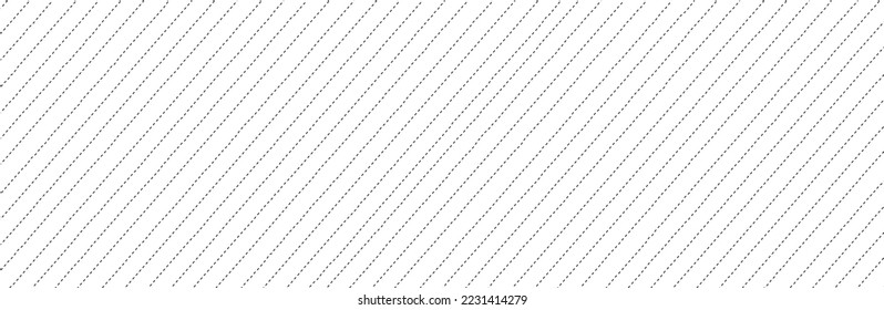 Diagonal dashed lines pattern on white background. Straight lines pattern for backdrop and wallpaper template. Simple realistic broken lines with repeat stripes texture. Geometric background, vector