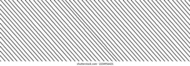 Diagonal dashed lines pattern on white background. Dotted lines pattern for backdrop and wallpaper template. Simple realistic broken lines with repeat stripes texture. Geometric background, vector