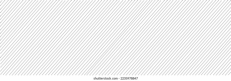 Diagonal dashed lines pattern on white background. Straight lines pattern for backdrop and wallpaper template. Simple realistic broken lines with repeat stripes texture. Geometric background, vector