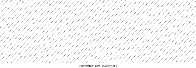 Diagonal dashed lines pattern on white background. Straight lines pattern for backdrop and wallpaper template. Simple realistic broken lines with repeat stripes texture. Geometric background, vector