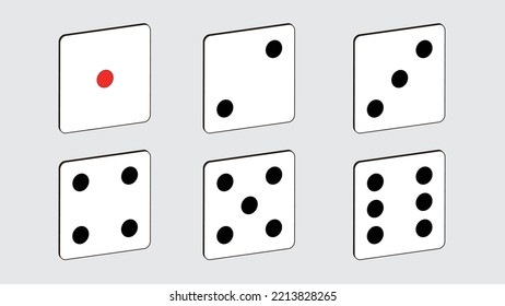 diagonal dice game icon set on white background, icon for game design, flat illustration, casino concept, random symbol, luck sign, simple design
