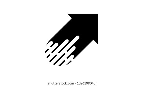 Diagonal direction Arrow icon black with fast speed effect. Simple arrow symbol for element, decoration, template design. vector illustration 