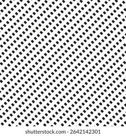 Diagonal dotted texture. Uniform dot grid. Abstract vector pattern. Black and white.