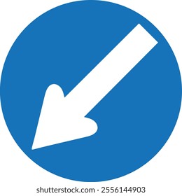 Diagonal Downward Left Arrow Traffic Sign