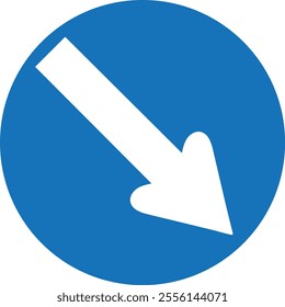 Diagonal Downward Right Arrow Traffic Sign