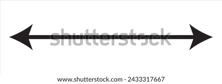 Diagonal dual thin long straight double ended arrow. Contour isolated vector image on white background.