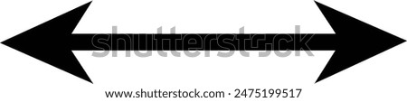 Diagonal dual thin long straight double ended arrow. Contour isolated vector image on white background.
