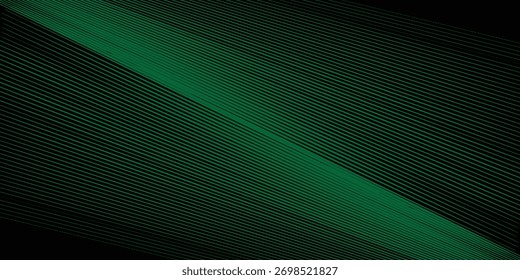Estilo de línea de patrón de metal de fondo verde dinámico diagonal. Diseño de líneas verdes. 