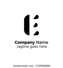 diagonal e logo design vector illustration