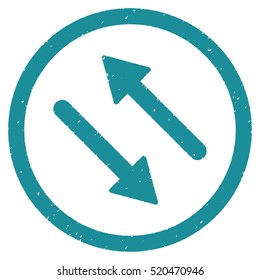 Diagonal Flip Arrows rubber seal stamp watermark. Icon vector symbol with grunge design and corrosion texture. Scratched soft blue ink emblem on a white background.