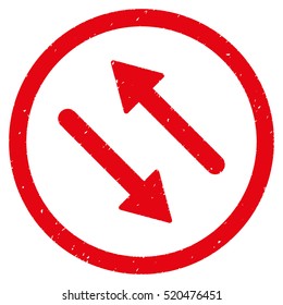 Diagonal Flip Arrows rubber seal stamp watermark. Icon vector symbol with grunge design and dirty texture. Scratched red ink sticker on a white background.